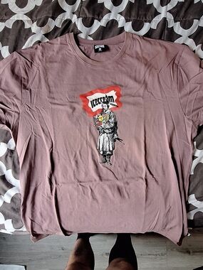 Icecream Long Sleeve Tee - Dusty Mauve with Red Accent